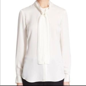 Theory Ivory Top Neck Tie 100% Silk!